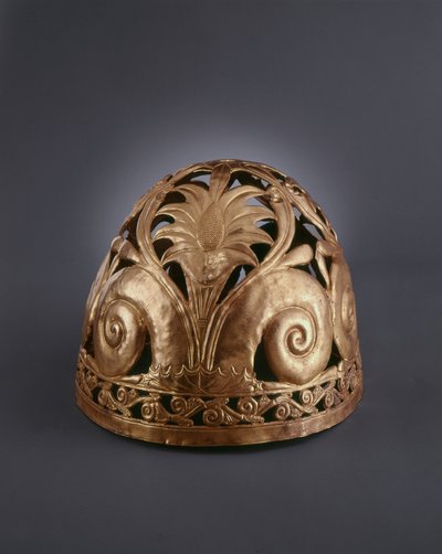 Openwork helmet decorated with scrolls, acanthus and flowers by Greek School